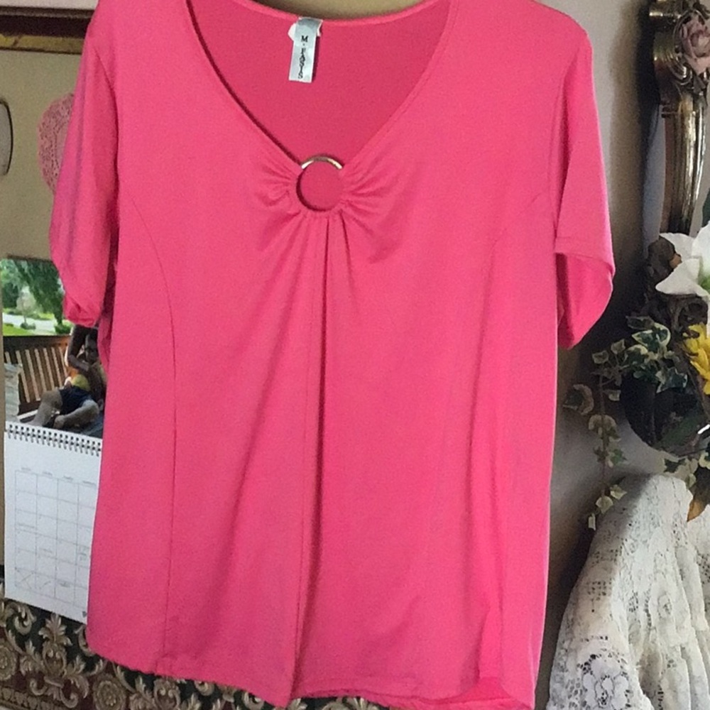 Pink Women's Top with Ring Detail